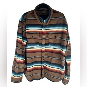 Dark Seas Men's Brown Multi Colored Stripe Fall Winter Fleece Shacket Jacket XXL
